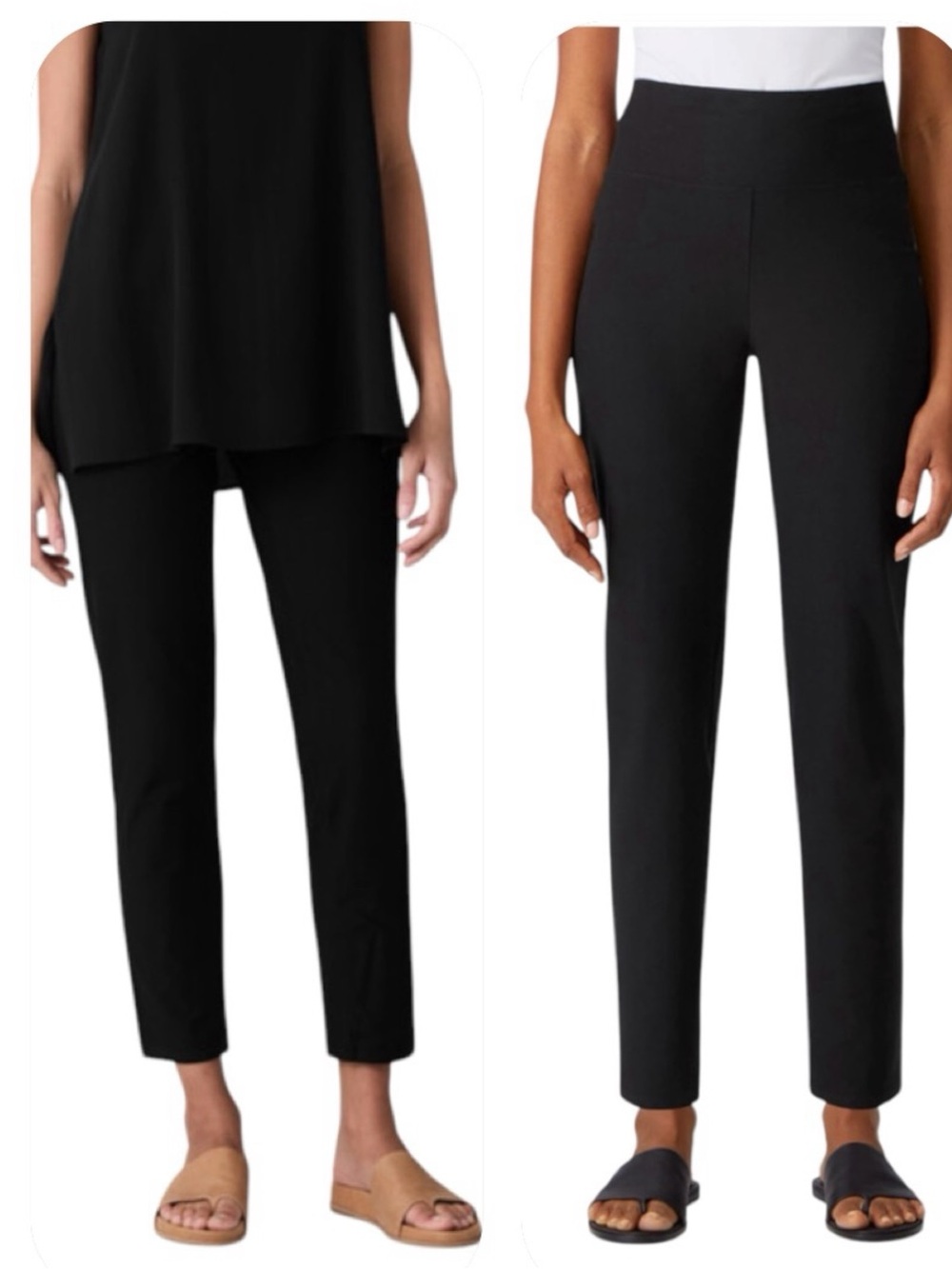 Eileen Fisher M black high waisted slim ankle washable stretch crepe pant